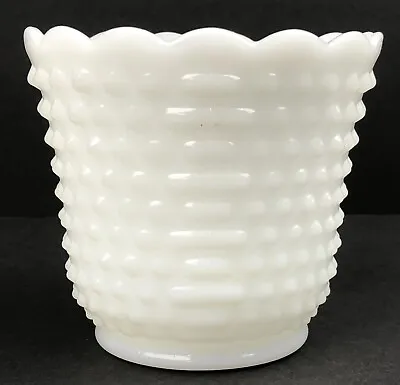 Vintage Fire-King Oven Ware White Milk Glass Hobnail Bowl Scalloped Edge  • $23.25