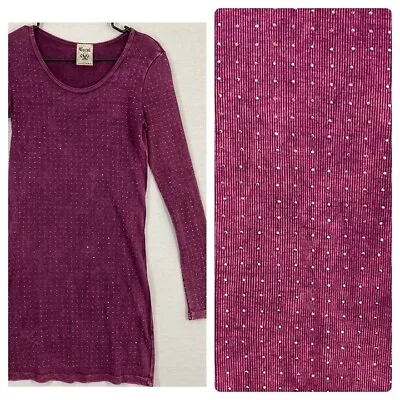 Vocal Y2K Plum Purple Embellished Rib Knit Stretchy Bodycon Dress Medium • $18