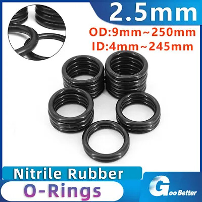 9mm-250mm OD Metric Nitrile Rubber O Ring 2.5mm Cross Section O-Rings Oil Seals • £2.51