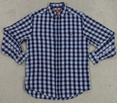 RM Williams Longhorn Shirt Men's Small Blue Flannel Check Button Up Logo Pocket • $39.99