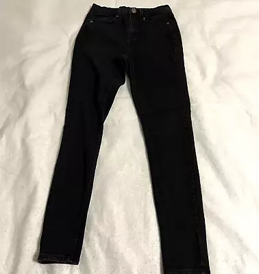 Mudd Womens Jean Leggings Size 3 Black FLX Stretch High Rise Skinny Dark Wash • $8.49