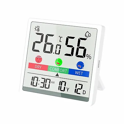 H81C Digital Date Watch Thermometer Hygrometer LCD Display Air Conditioning With Stand • £13.88