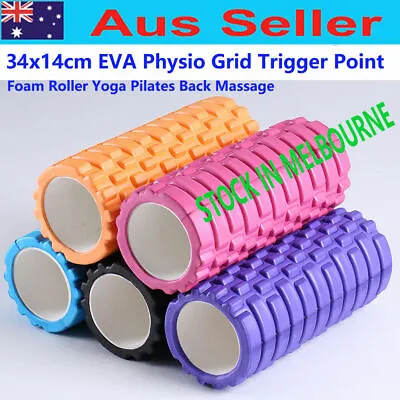 $18.99 • Buy 34x14cm EVA Yoga Pilates Physio Grid Trigger Point Foam Back Massage Roller