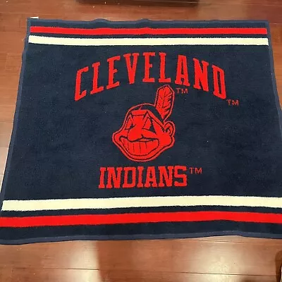 Vintage Biederlack USA Cleveland Indians Chief Blanket Throw 55 X 45 • $31.50