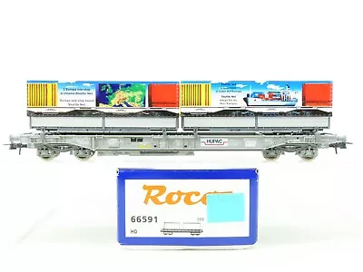 HO Roco 66591 SBB CFF Swiss HUPAC Well Flat Car #800-1P W/Covered Containers • $39.95