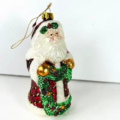 Vtg 7  Brass Key Glass Christmas Holiday Ornament Santa Garland Hand Crafted • $22.19