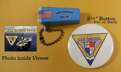 Uss Hancock Keychain Viewer And Hat/jacket Button  Rare Hand Made • $6.95
