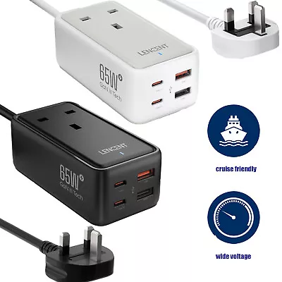 LENCENT 65W USB C Charger 4 Port USB PD GaN Charger 5 In 1 Desktop Power Adapter • £25.99