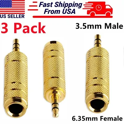 3 Pack 6.35mm 1/4  Female To 3.5mm 1/8  Male TRS Audio Headphone Mic Adapter • $4.99