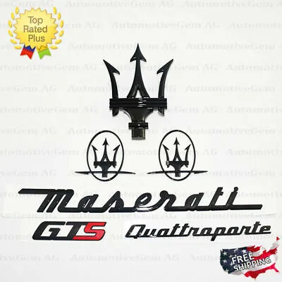 Maserati Emblem Quattroporte GTS Grille Trident Side Logo Black Badge Set Kit • $110.99