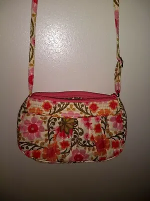 Vera Bradley Folkloric Lizzy Crossbody Purse Bag Pink Orange Floral Flower Print • $7