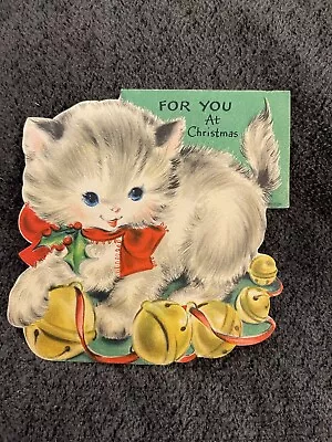 Vintage Greeting Card Christmas Cute Cat Kitten Hallmark  G6 • $6