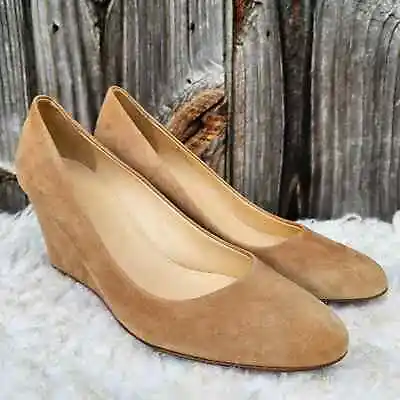 J. CREW Martina Wedge 9 Tan Suede Leather Heels Made In Italy Office Work Career • $35