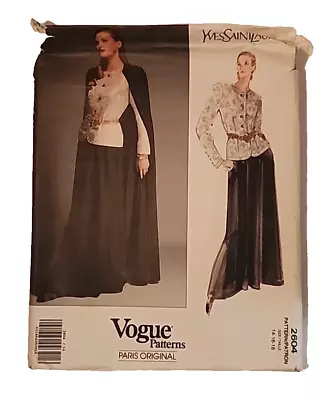 Vogue Paris Original Yves Saint Laurent Sewing Pattern 2604 14-18 Uncut • $37.49