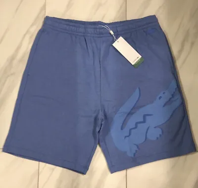 Lacoste Men's Big Croc Organic Cotton Fleece Shorts Blue $105 New • $59.99