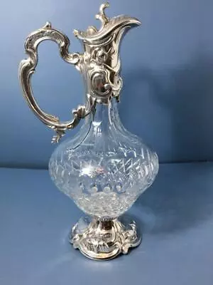 £42.21 • Buy Stunning Large Antique Victorian Art Nouveau Silver Plated Cut Glass Claret Jug