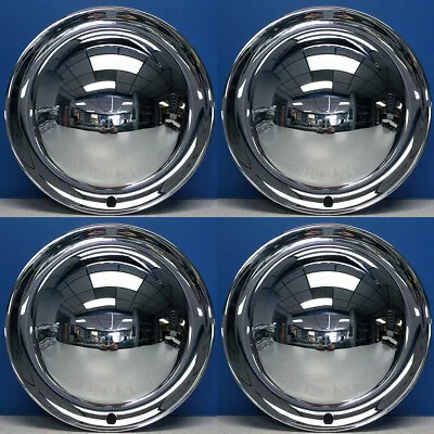 15  Full Moon Smoothie Style Chrome Steel Hot Rod Hubcaps Wheel Covers NEW SET/4 • $139.99