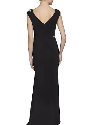 Gina Bacconi SMM6161 Size 8 Black Evening Dress Long Beaded Detail BNWT • £49.99