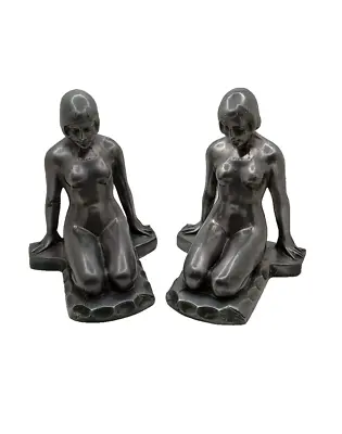 Vintage Bookends Nudes Sculptural Art Deco Posing Very Nice Free Shipping • $249