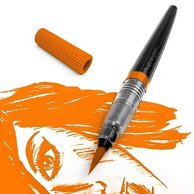 Pentel Colour Water Brush Pen - Refillable Calligraphy Manga - Orange • £5.99