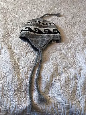  SIJJL Brand Winter Hat Wool Outer White And Gray Geometric Pattern Beanie  • $13