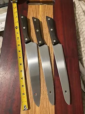 Miracle Maid USA Made Set Of 3 Chefs Knives Knife Large Wooden Scales • $19.95