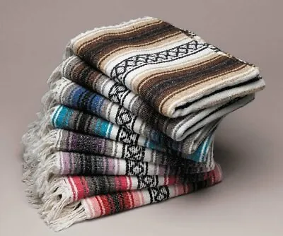 Genuine Falsa Mexican Blanket Hand Woven Serape Throw Yoga Wholesale Bulk Packs • $71.53