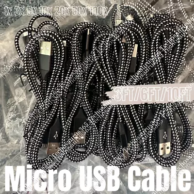 Bulk Lot 3/6/10FT Micro USB Fast Charger Cable For Samsung LG Charging Data Cord • $6.24