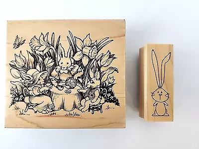 PSX RABBIT / BUNNY IN FLOWERS Wood Mount Rubber Stamp EASTER Spring Animals Cute • $9.95