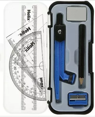 Helix Compact Maths Geometry Set With Compass Ruler Protractor Squares Sharpener • £2.40