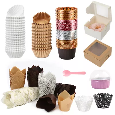 $7.99 • Buy Muffin Cupcake Liners Aluminum Foil Cupcake Baking Cups With Lids Tin Foil Pans
