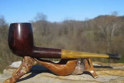 Medico Imported Briar Carved With Yellow Stem Tobacco Smoking Estate Pipe Vtg • $19.99