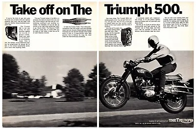 Vintage Original - 1969 Triumph 500 Motorcycles Original 2 Page Print Ad (16x11) • $4.20