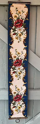 £14.99 • Buy Vintage Tapestry Floral Bell Pull With Brass Fitting Wall Hanging Poppies VGC