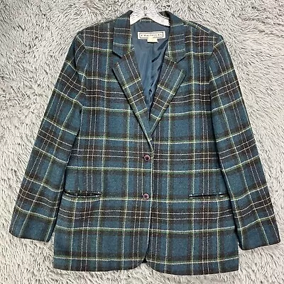 VTG Chadwick's Classics Wool Blend Plaid Blazer Women's L? Preppy 80's Academia • £20.48