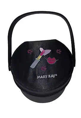 MARY KAY Round Lipstick Make Up Embroidered Bag Case W/ Detachable Handle NEW • $18.95