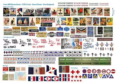 1:72/1:76 Scale French WW2 Diorama Decals (Posters Street Signs Tank Slogans) • £8