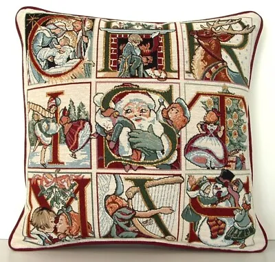 Christmas Vintage - Individual Blocks Spell Out Christmas Tapestry Pillow New • $18