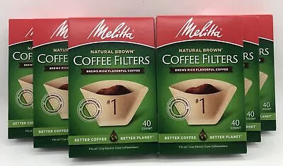 Melitta #1 Natural Brown Filters 40ct Fits 1 Cup Cone Coffee Makers (6 Packs) • $19.99