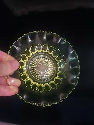 Crown Crystal Glass Co Citron Uranium Glass Bowl  • $59
