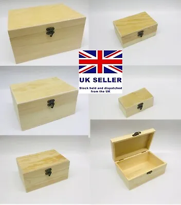 £8.99 • Buy Wooden Craft Box Pine Treasure Chest Storage Memory  Keepsake Gift Personalise