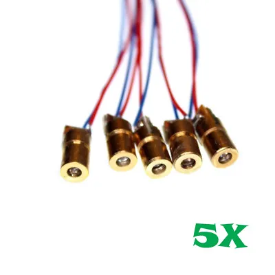 5pcs 650nm 6mm 5V 5mW Red Laser Dot Diode Module With Brass Housing • $9.98