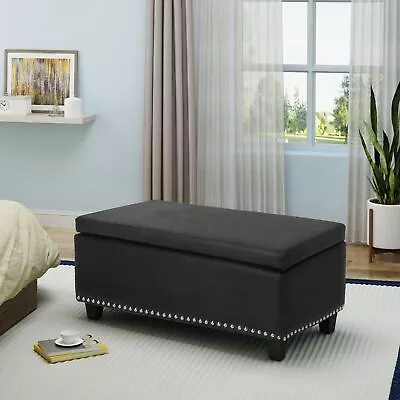 Carl Rectangle Microfiber Storage Ottoman Bench • $146.55