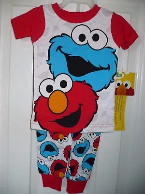 Elmo & Cookie Monster Boys Pajamas Size 9 MONTHS Shirt & Pant Snug Fit • $11.99