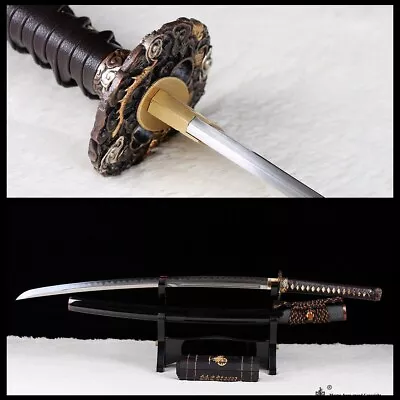 Clay Tempered UNOKUBI-ZUKURI Folded Steel Japanese Samurai Katana Sword Sharp. • $458.30