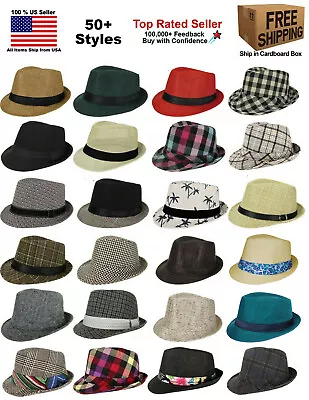 Men Women Fedora Hat Trilby Cuban Style Upturn Short Brim Cap Hat Panama • $13.99