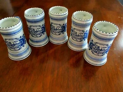 $137.28 • Buy Delft Blue Pottery Mugs Set Of 5 Vintage Rare Stella Artois Holland