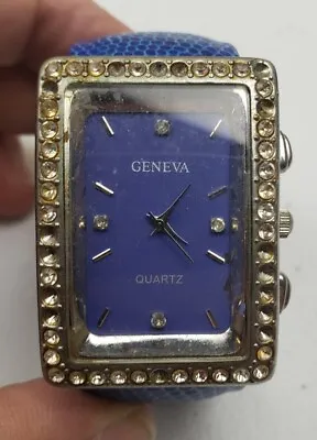 Vintage Geneva Quartz Blue Faux Snake Skin Bangle Watch • $5.99