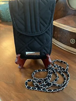 Vera Bradley ~  Black Microfiber  Crossbody ~ Chain Strap Pouch ~ Mint! • $12.99