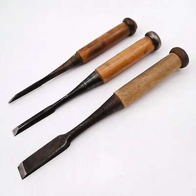 £49.16 • Buy Japanese Chisel NOMI Vintage Carpenter Tool Woodworking 3-piece Set DKA056